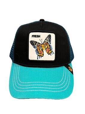 Goorin Bros Mariposa Butterfly FRESH Limited Ed. Trucker Hat Black & Teal Blue